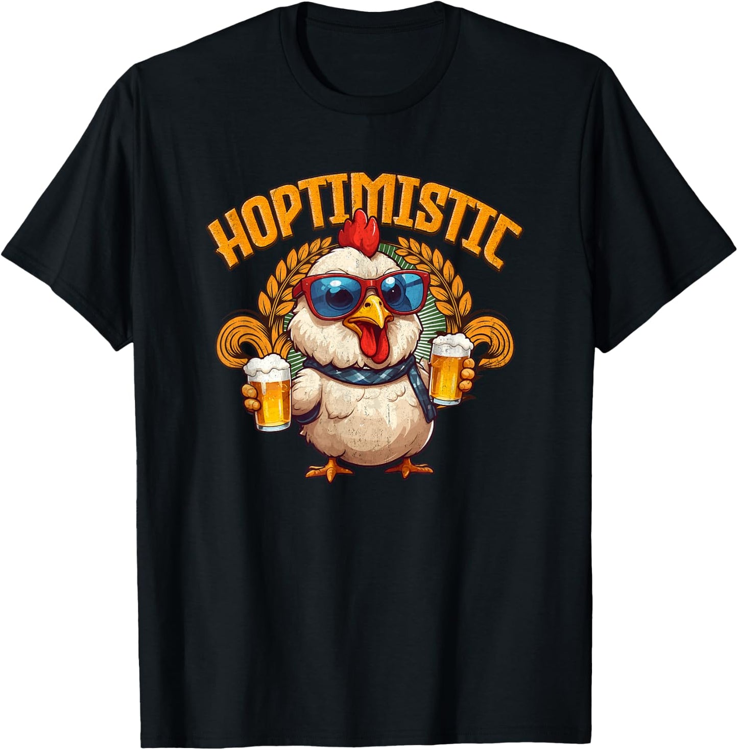 Chicken Beer Lover Funny Craft Beer Lovers Hoptimistic T-Shirt - T-Shirt | Black