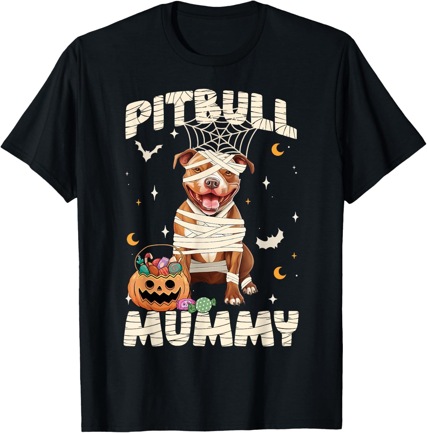 Halloween Costume Pitbull Lover Mummy Dog Owner Men Women T-Shirt - T-Shirt | Black
