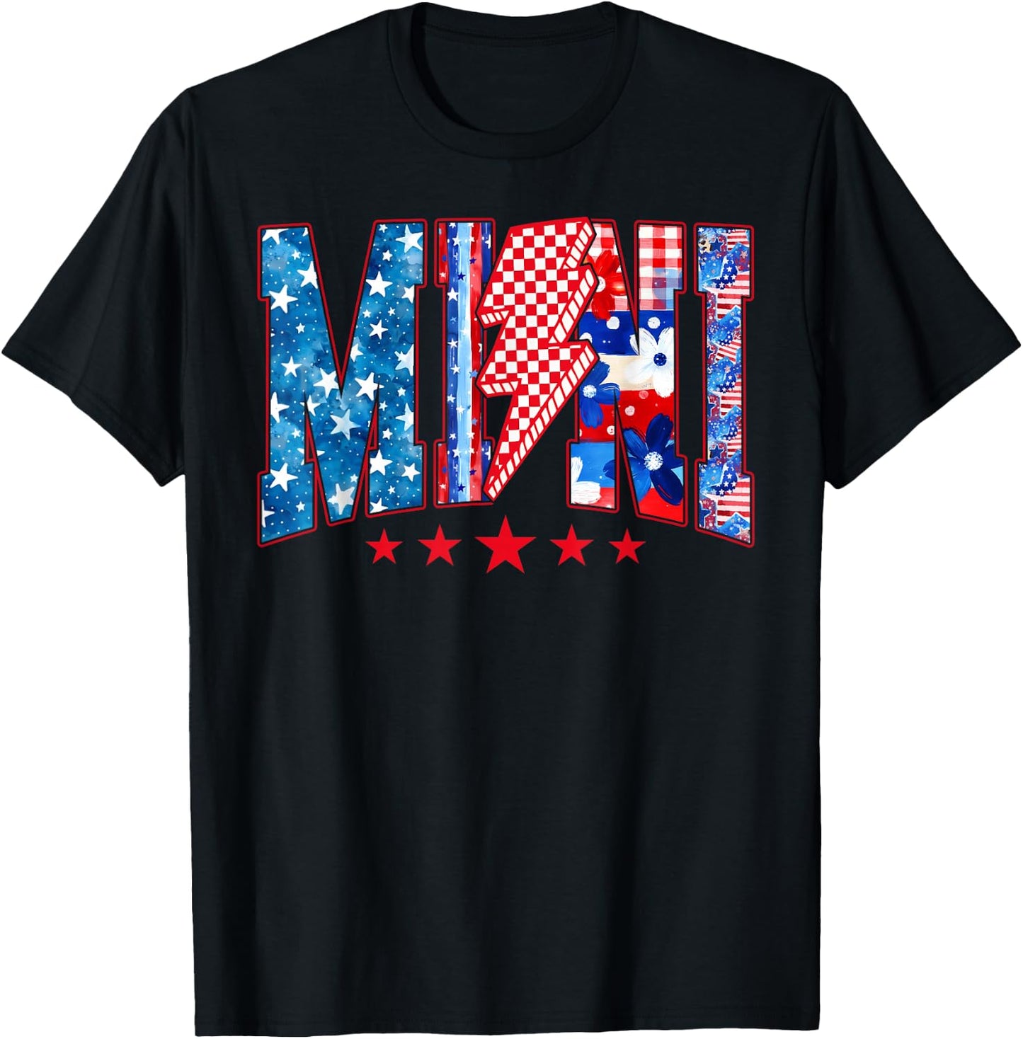 4th of July American Mini Patriotic Stars Women T-Shirt - T-Shirt | Black