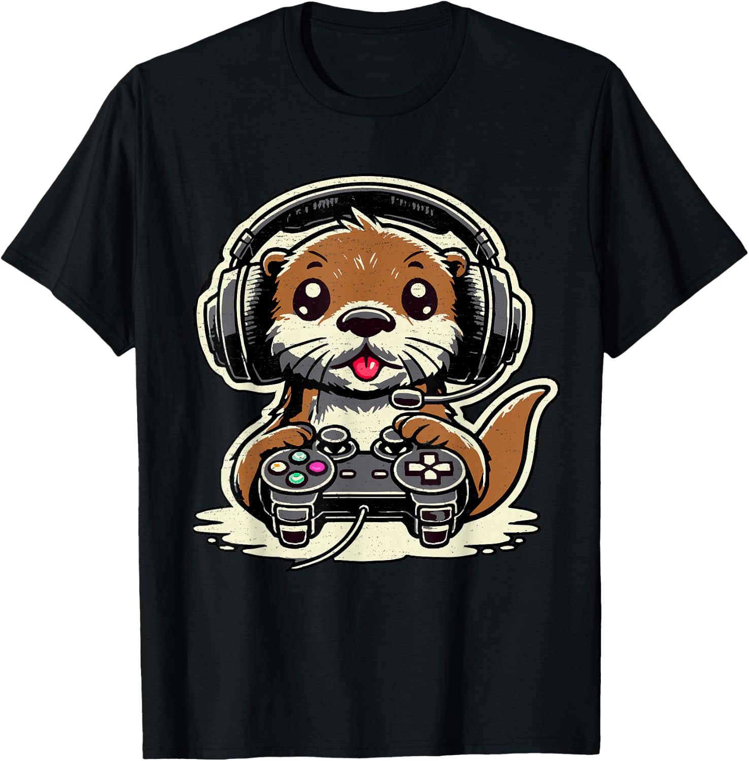 Funny Sea Otter Amateur Sea Otter Video Game , Black, S T-Shirt - T-Shirt | Black