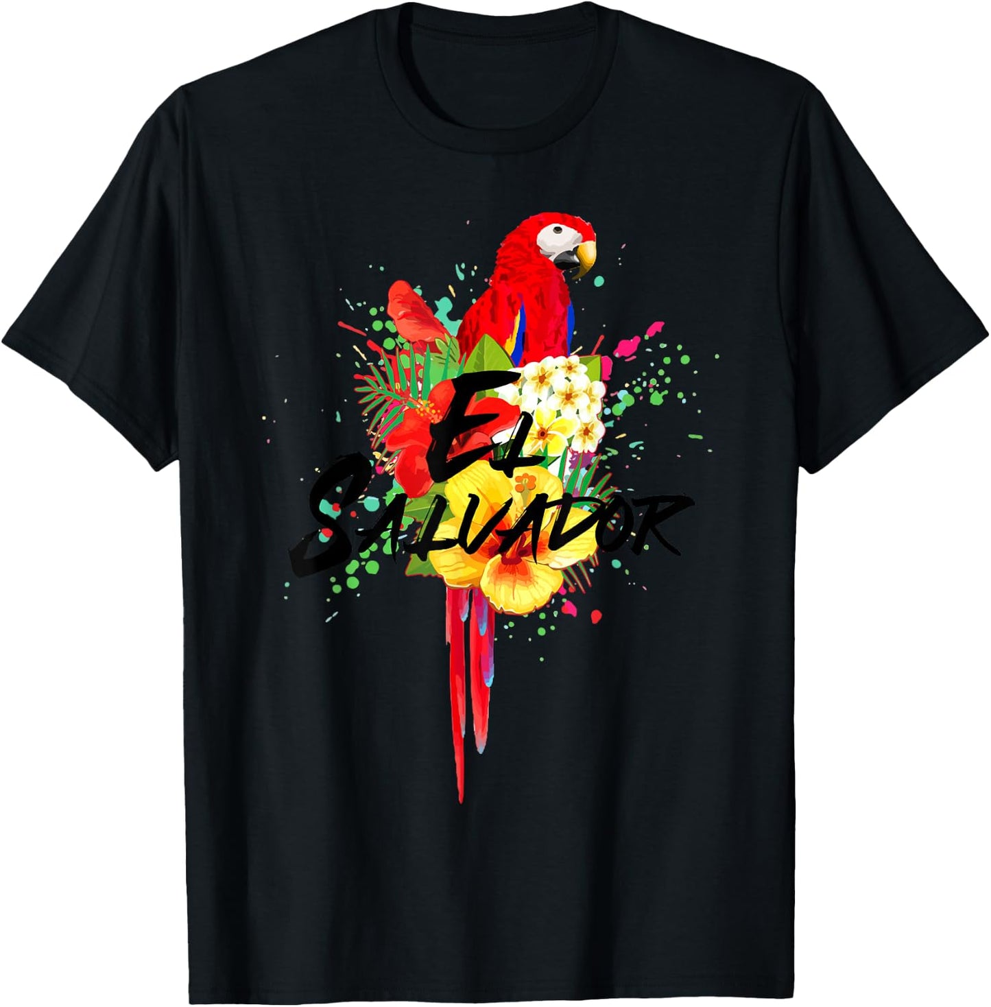 El Salvador Parrot Tropical Salvadoran Souvenir T-Shirt - T-Shirt | Black