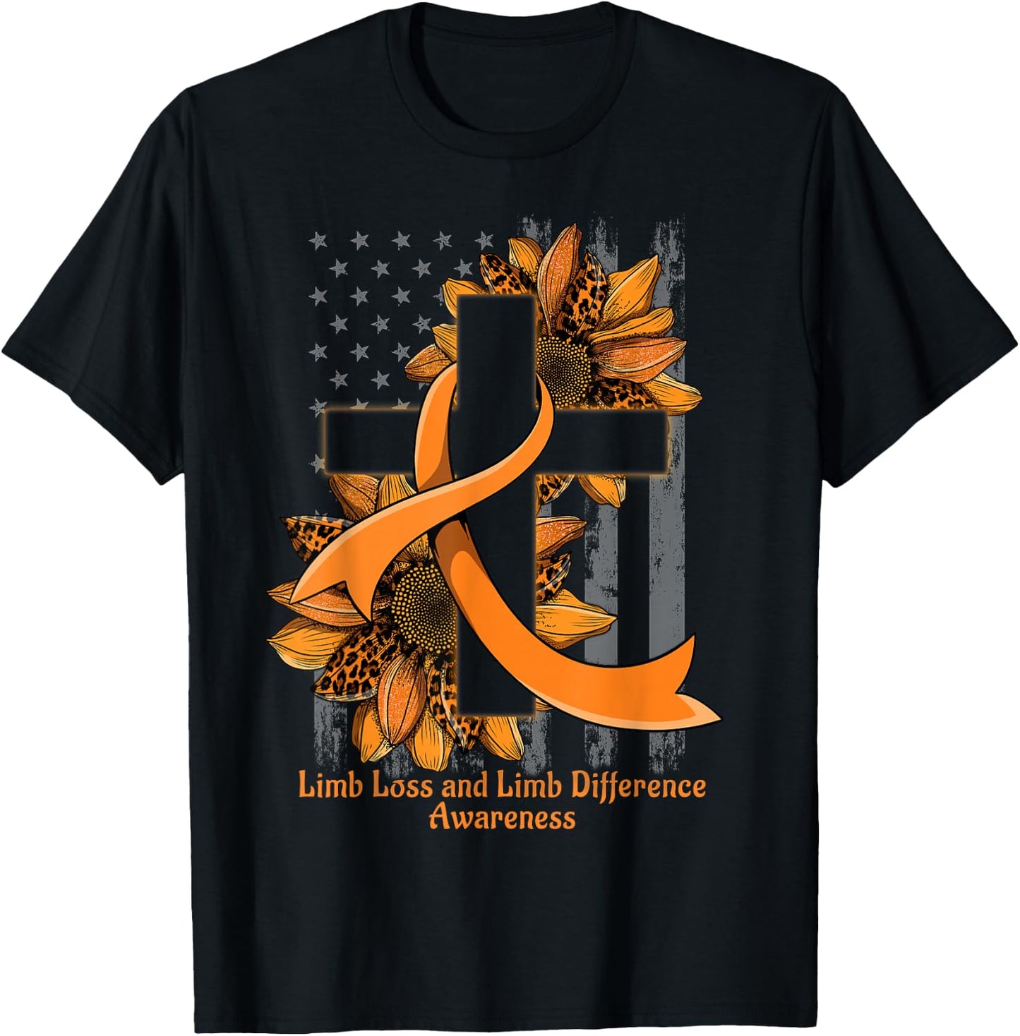 Christian Cross Limb Loss and Limb Difference Awareness T-Shirt - T-Shirt | Black