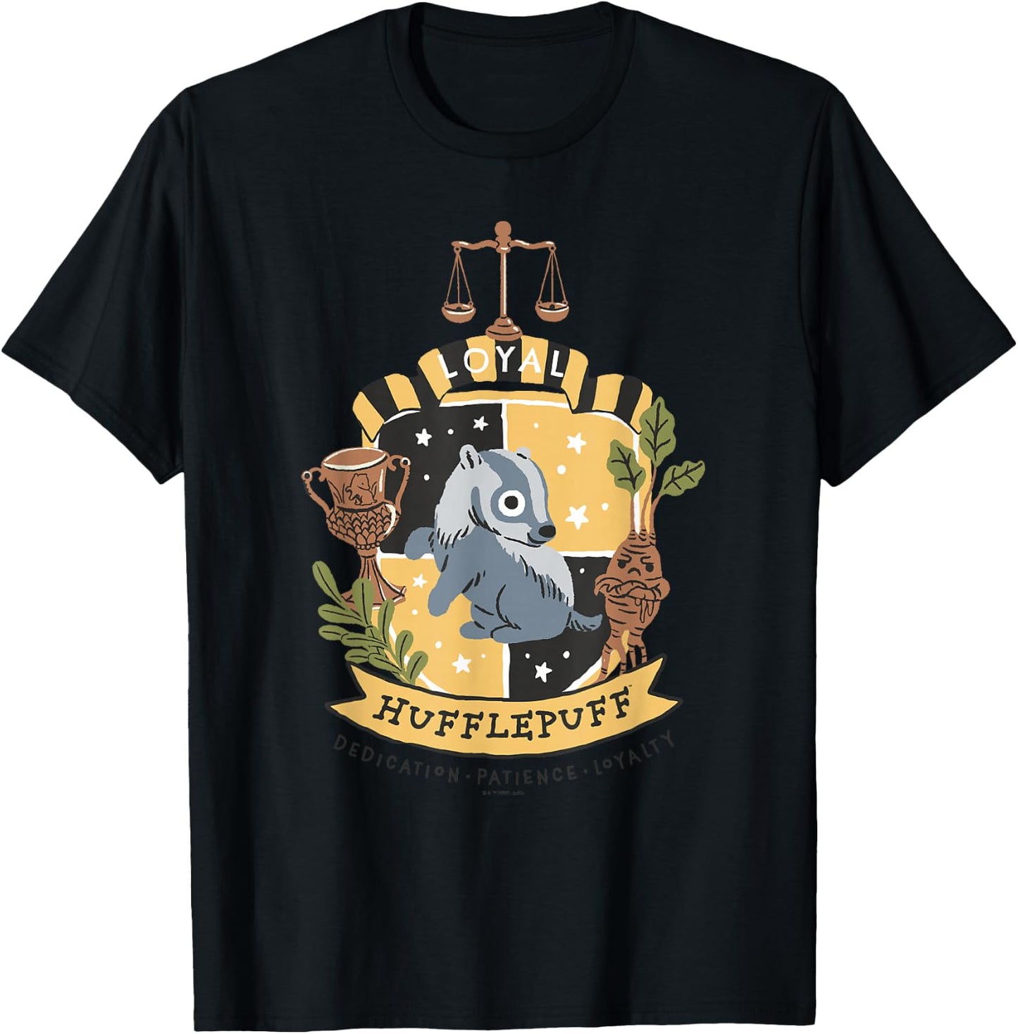 Harry Potter: Deathly Hallows 2 Loyal Hufflepuff Badge T-Shirt - T-Shirt | Black
