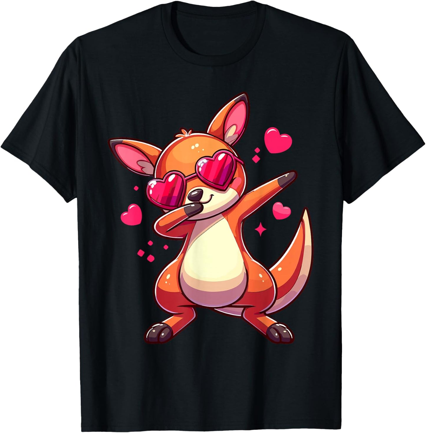 Kangaroo Heart Shape Sunglasses Dabbing Dance Lover T-Shirt - T-Shirt | Black