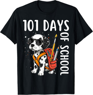100 Days Of School Dalmatian Dog Shirt For Kids Boys Girls T-Shirt - T-Shirt | Black