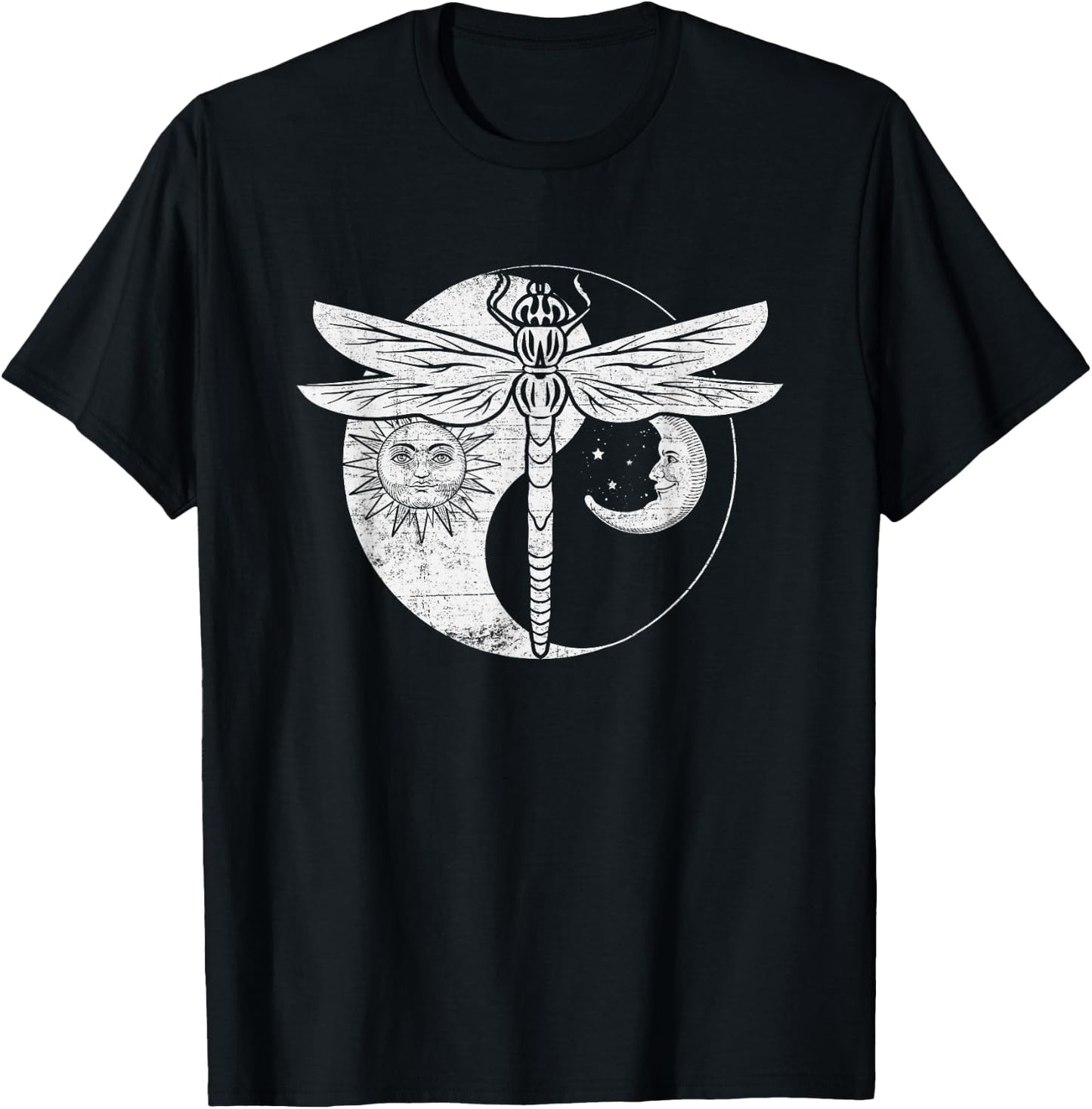 Yin Yang Dragonfly Hippie Free Spirit T-Shirt - T-Shirt | Black