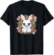 Cute Rabbit Flowers Bunny Lover Women Girls Kids T-Shirt - T-Shirt | Black