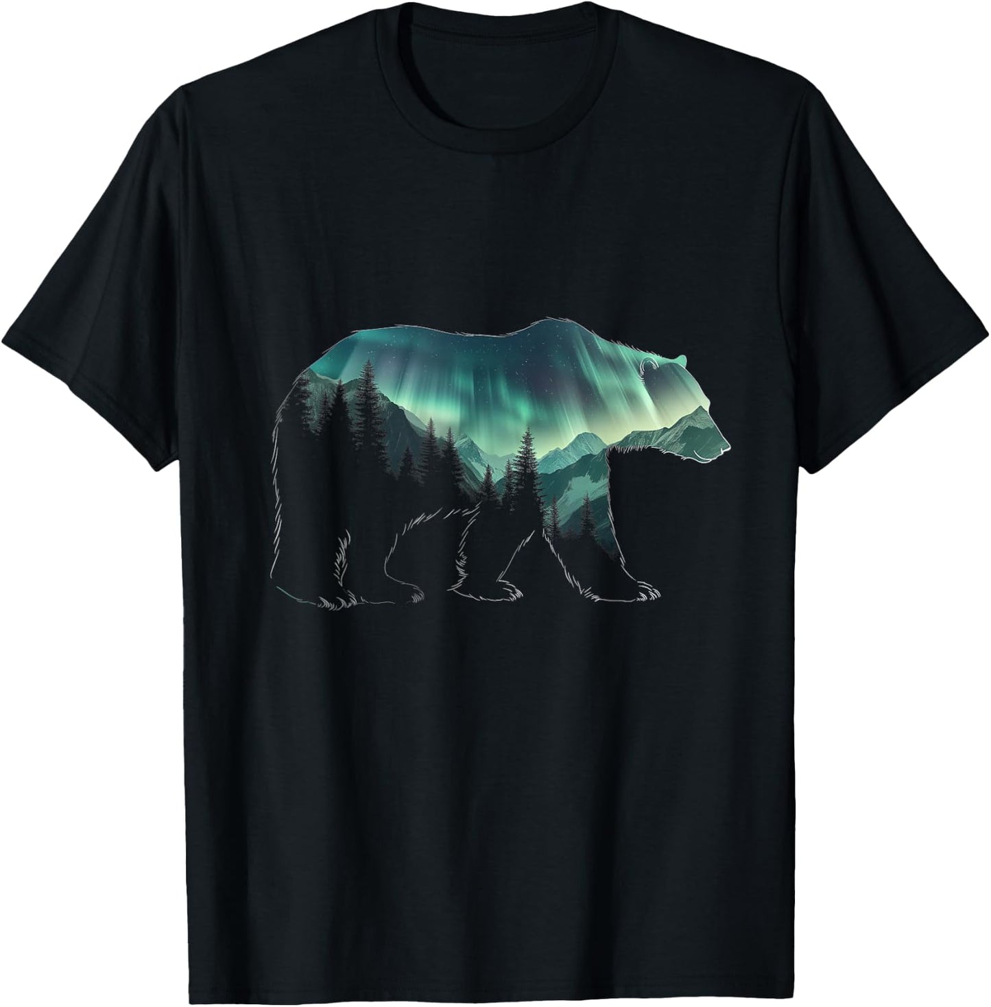 Polar Bear Northern Light Winter Arctic Nature Lover T-Shirt - T-Shirt | Black