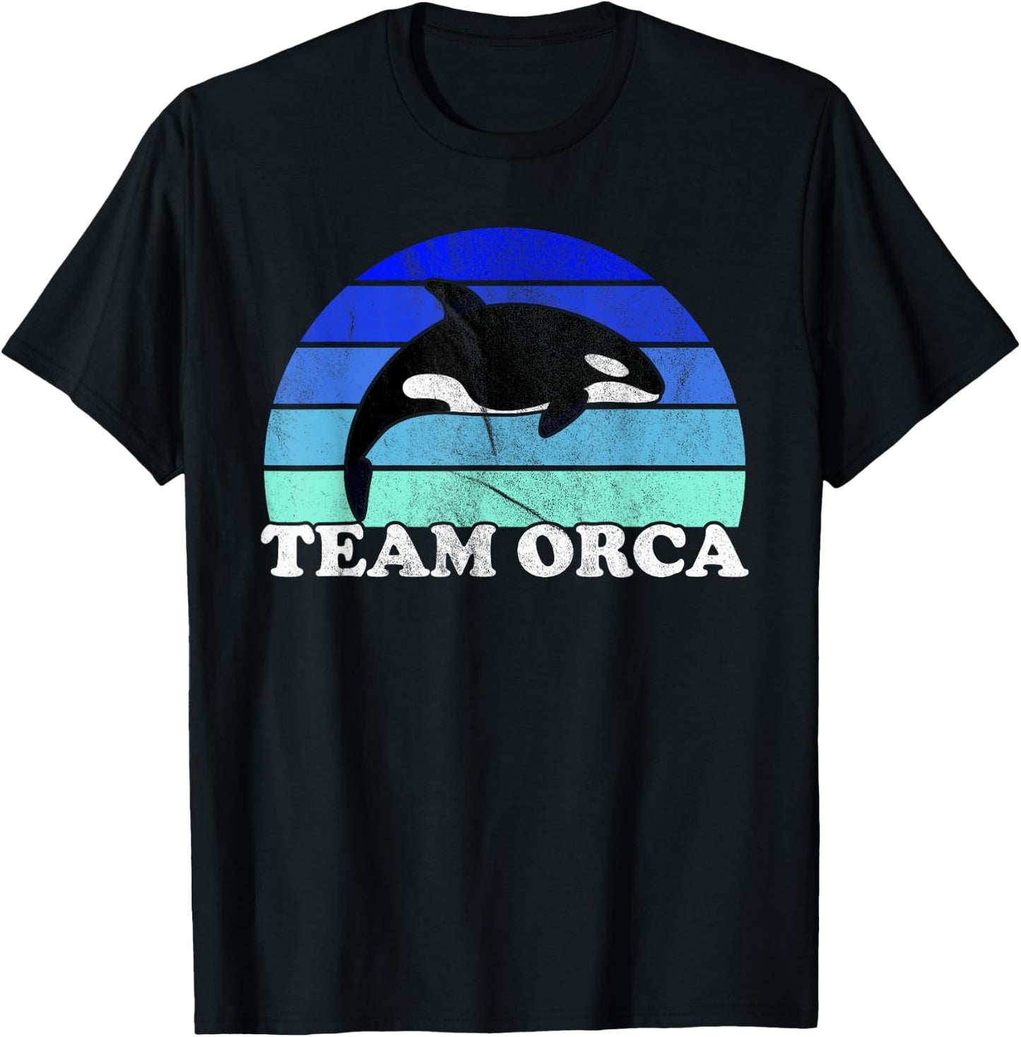 Team Orca - Whale Ocean Retro Sunset T-Shirt - T-Shirt | Black