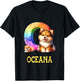 Cute Dogs Letter Oceana Name Rainbow Dog T-Shirt - T-Shirt | Black