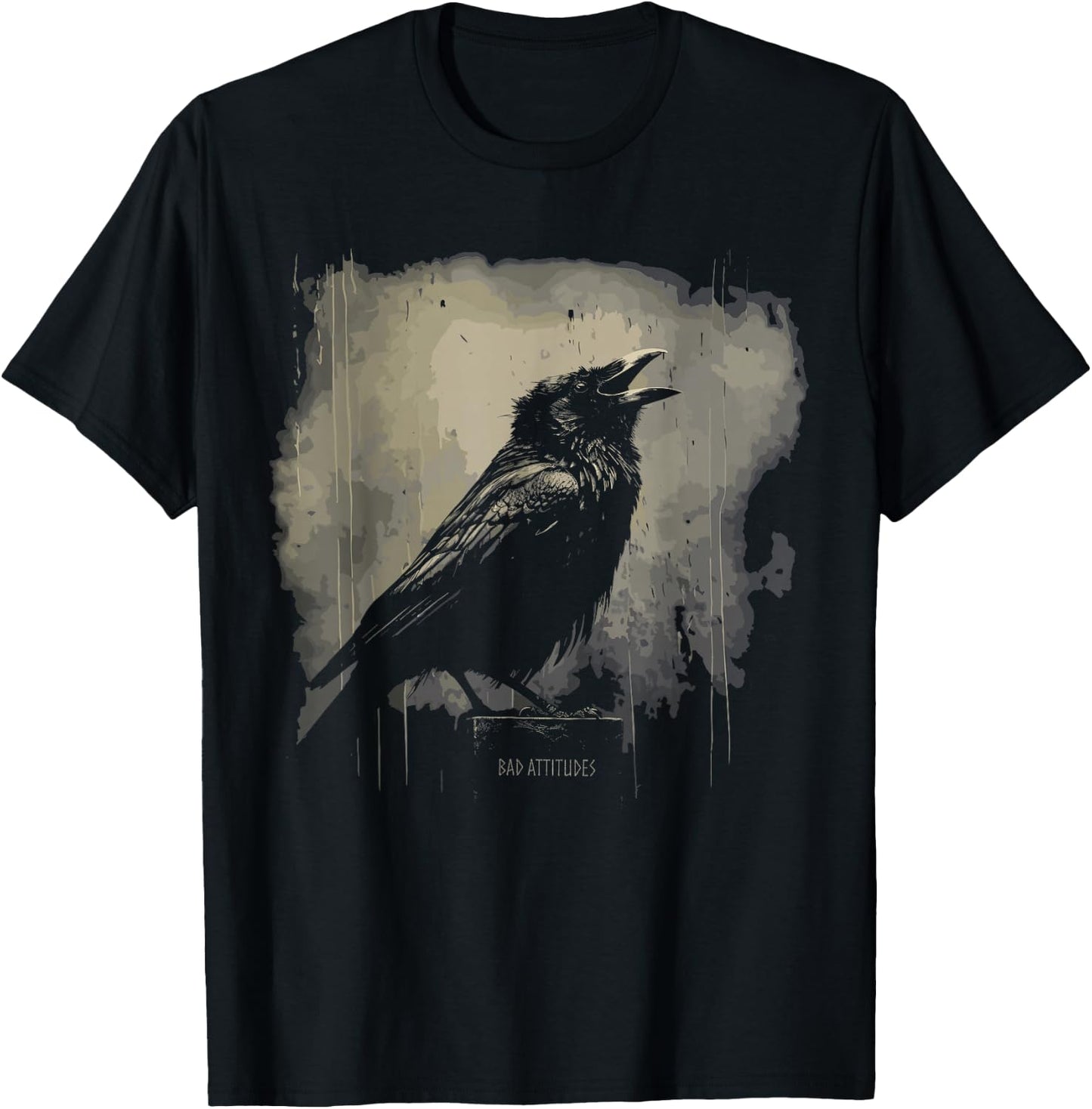 Mystic Gothic Raven Crow Grunge Occult Dark Art Aesthetic T-Shirt - T-Shirt | Black