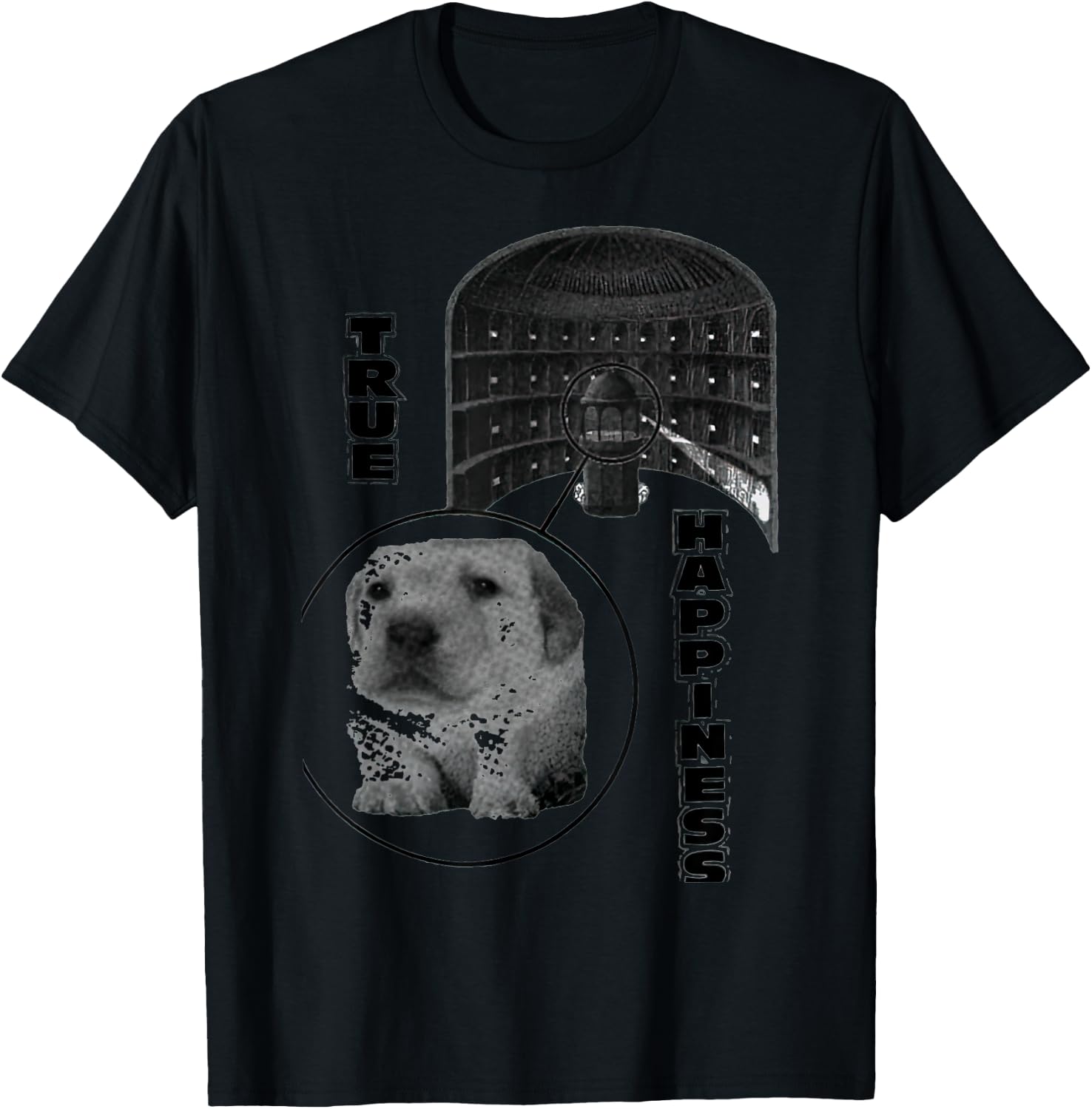 True Happiness Panopticons Funny T-Shirt - T-Shirt | Black