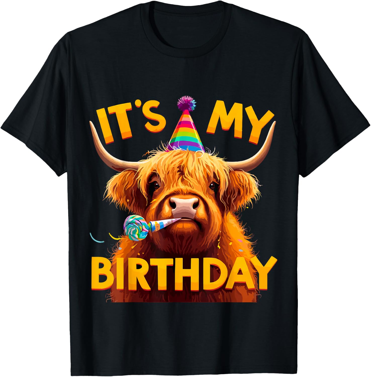 It's my Birthday Party Highland Cow T-Shirt - T-Shirt | Black