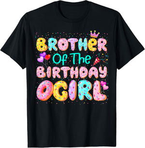 Brother Of The Birthday Girl Sweet Donut Matching Family T-Shirt - T-Shirt | Black