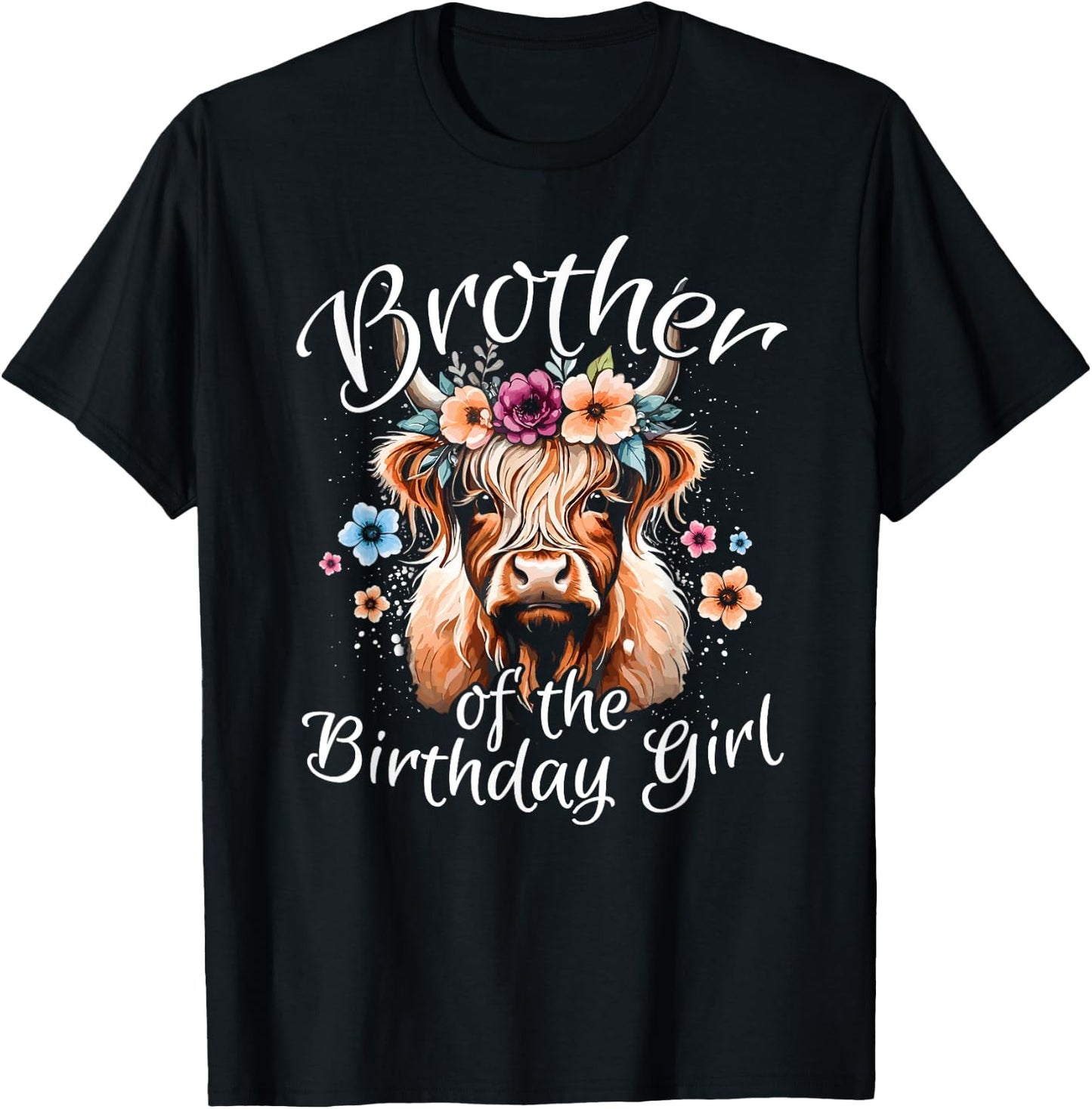 Brother Of The Birthday Girl Highland Cow T-Shirt - T-Shirt | Black