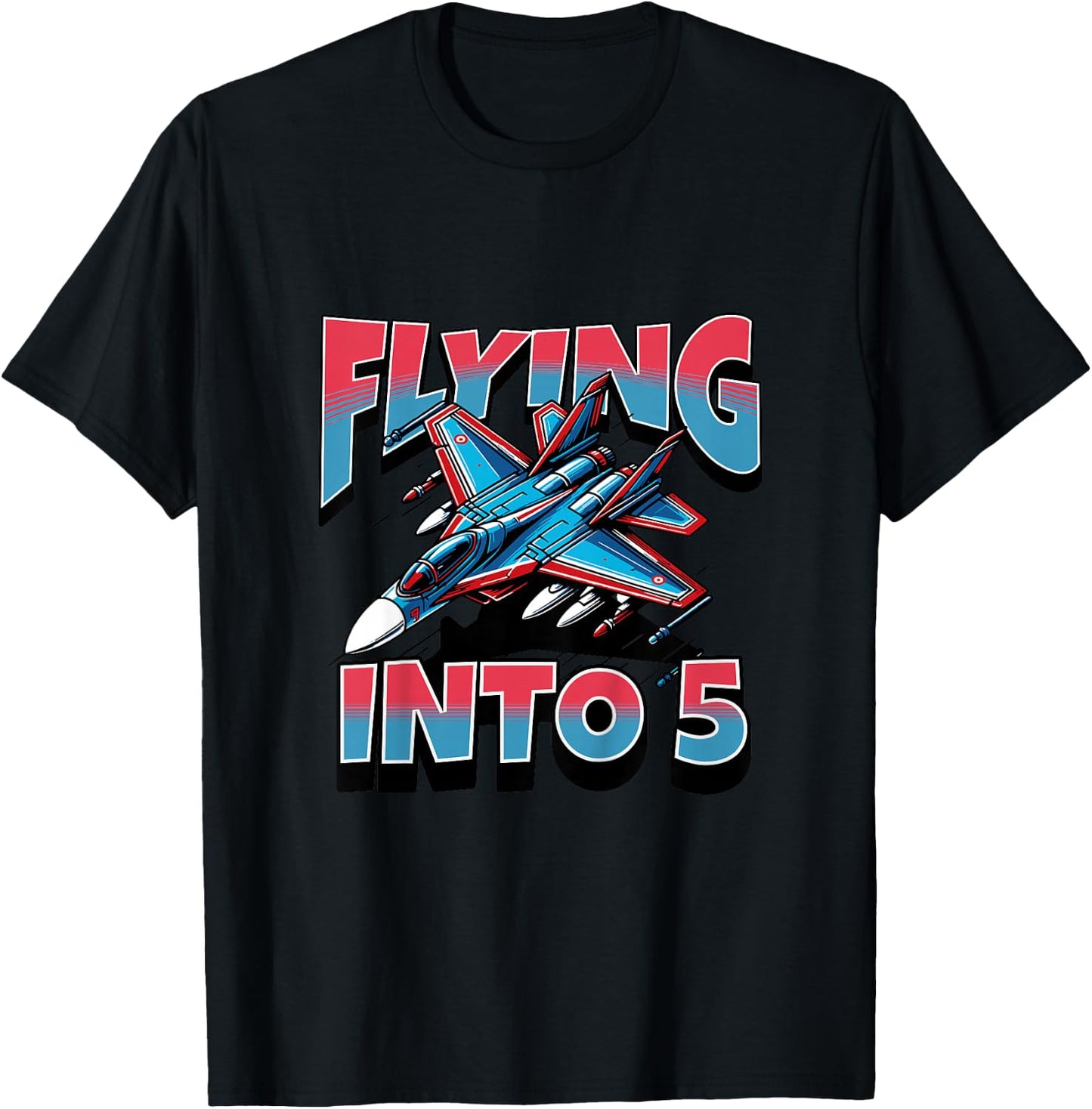 Kids Jet Hunter flying into a 5 year old boy for 5th birthday T-Shirt - T-Shirt | Black