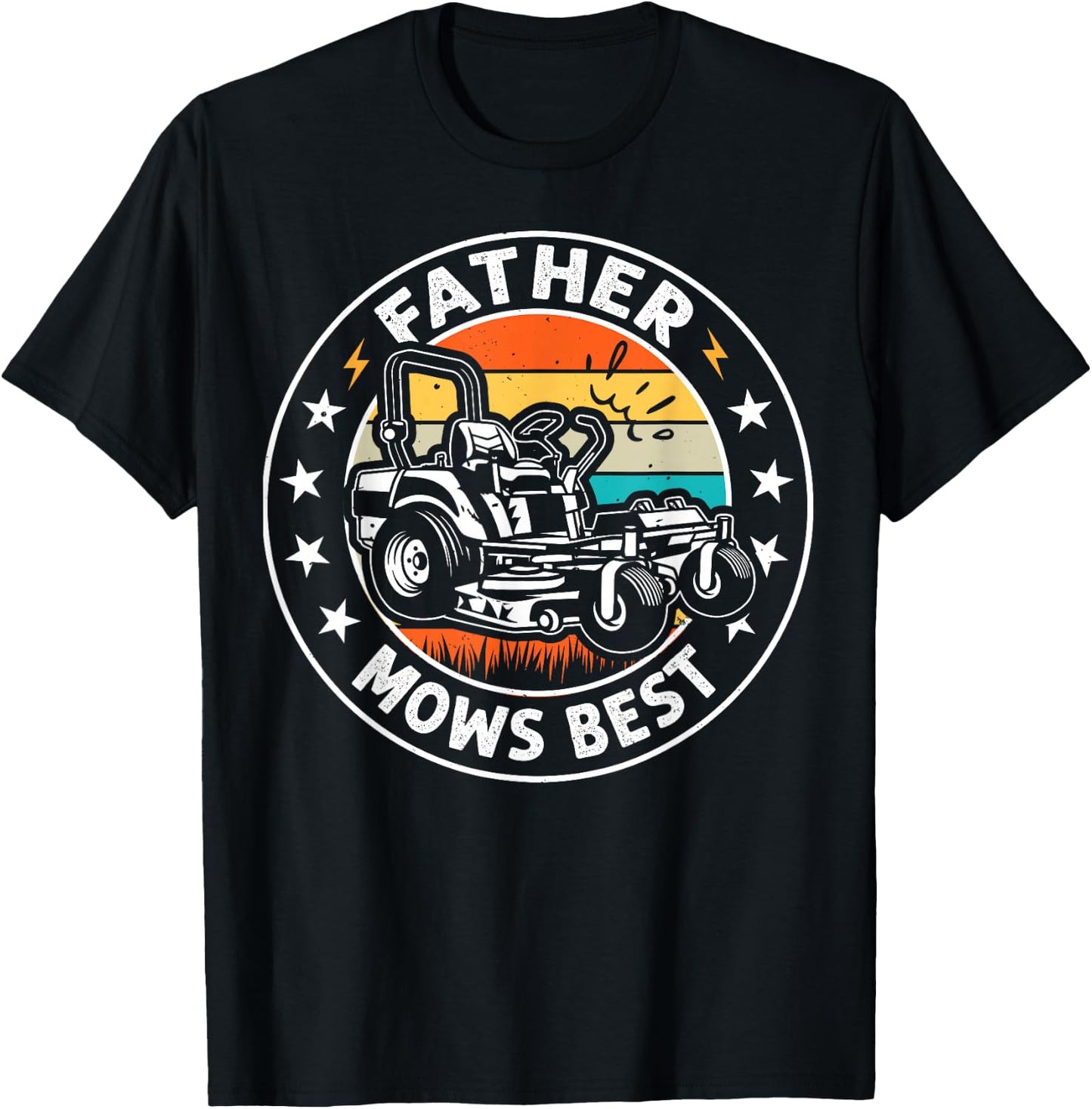 Father Mows Best Funny Riding Mower Lawn Father's Day Men T-Shirt - T-Shirt | Black