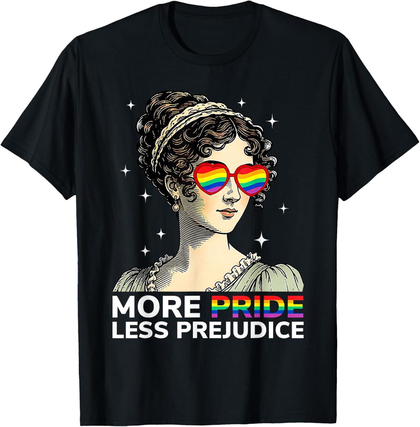 More Pride Less Prejudice Pride Month LGBTQ Gay Lesbian T-Shirt - T-Shirt | Black
