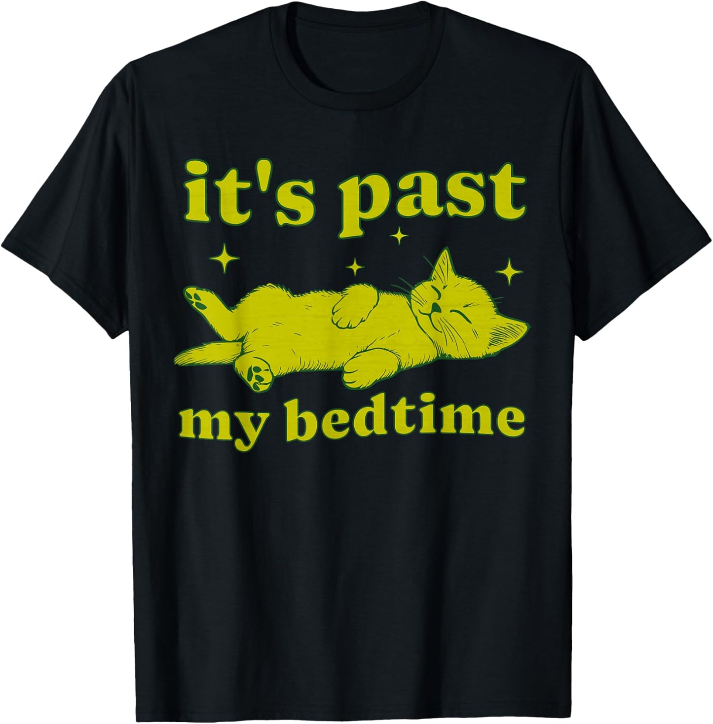 It's Past My Bedtime Sleepy Cat Tired Vintage Kitten Cute T-Shirt - T-Shirt | Black