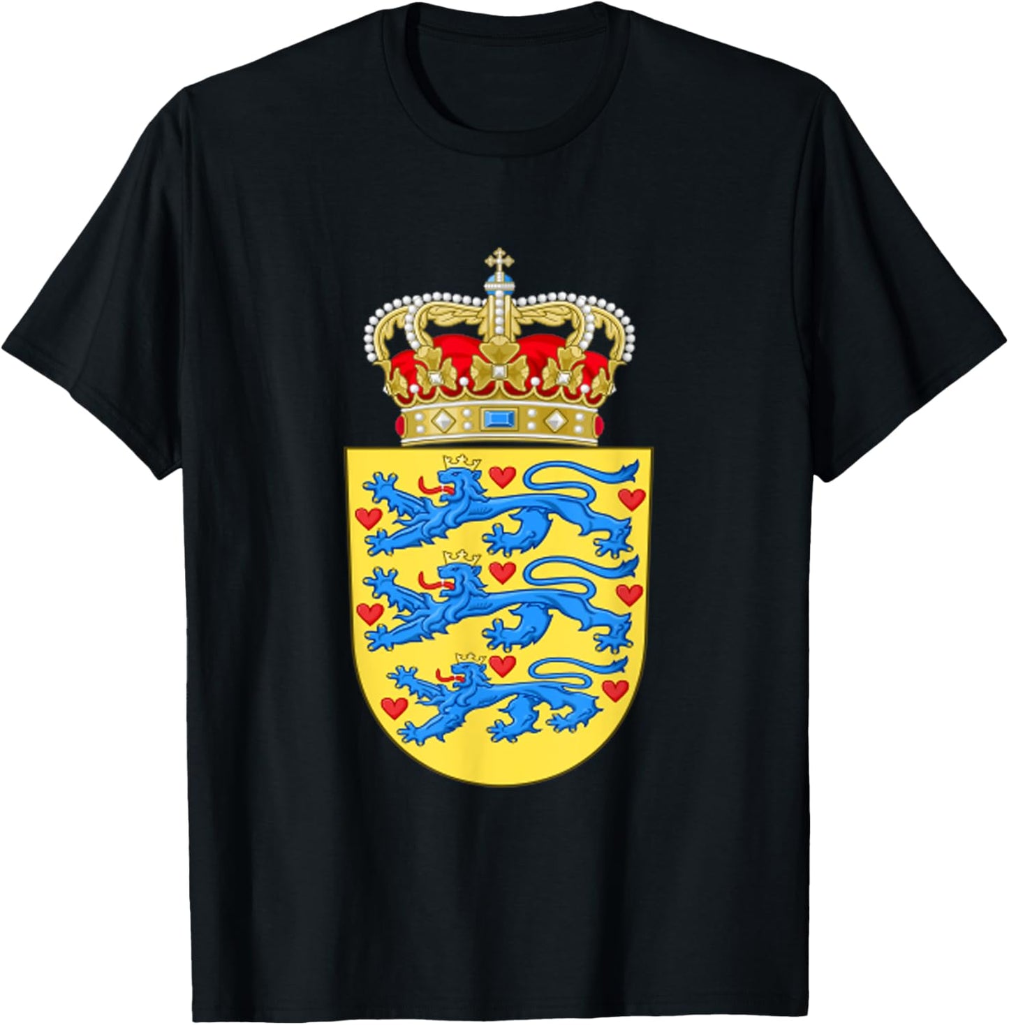 Denmark Coat Of Arms Danish Emblem Symbol Shirt T-Shirt - T-Shirt | Black