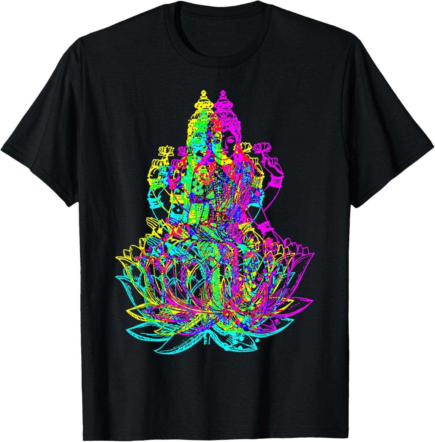 Hindu Goddess Lakshmi Shakti - Psychedelic Colors T-Shirt - T-Shirt | Black