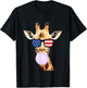 Funny Giraffe American Flag 4th Of July Adults Kids USA T-Shirt - T-Shirt | Black
