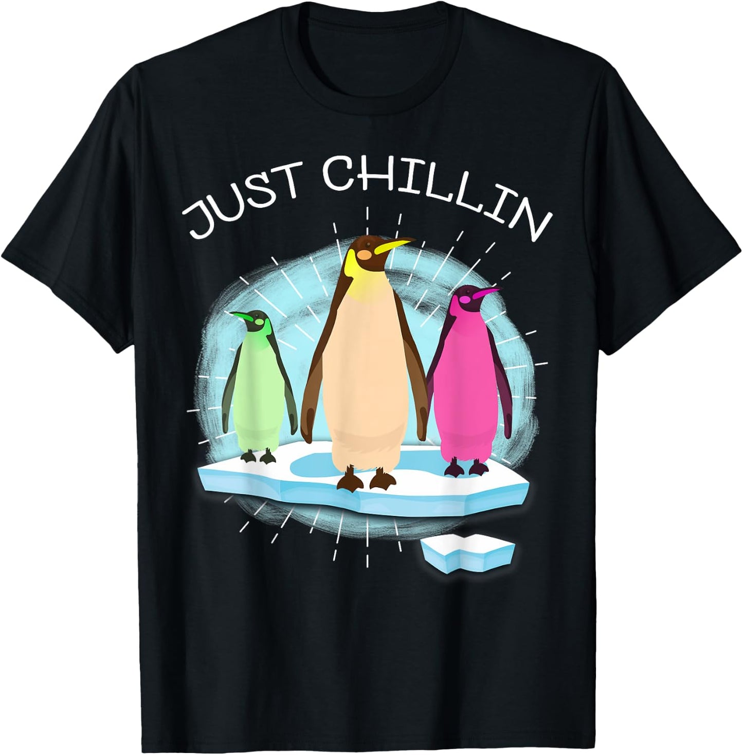 UAB KIDKIS Kids Black Cartoon Penguin On Ice Funnny T-Shirt - T-Shirt | Black