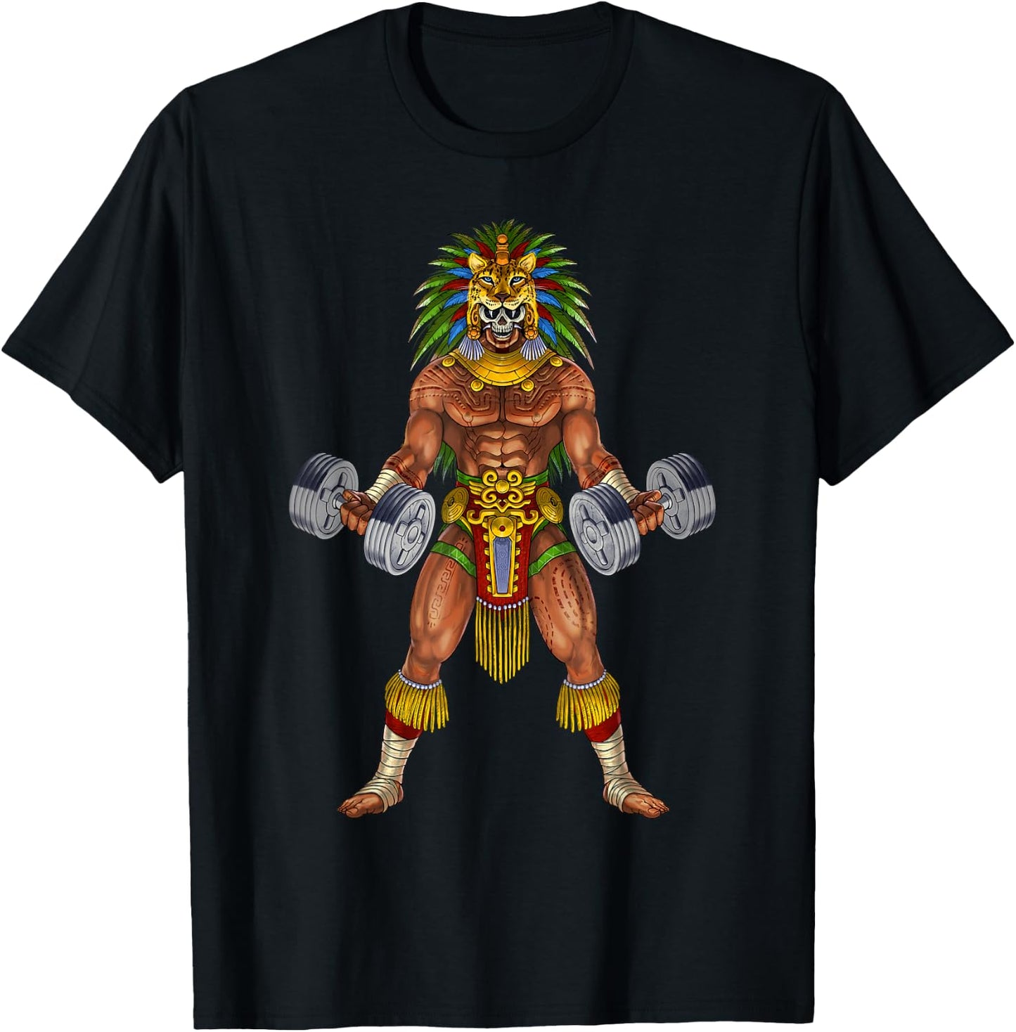 Aztec Jaguar Warrior Bodybuilding Gym Weightlifting Fitness T-Shirt - T-Shirt | Black
