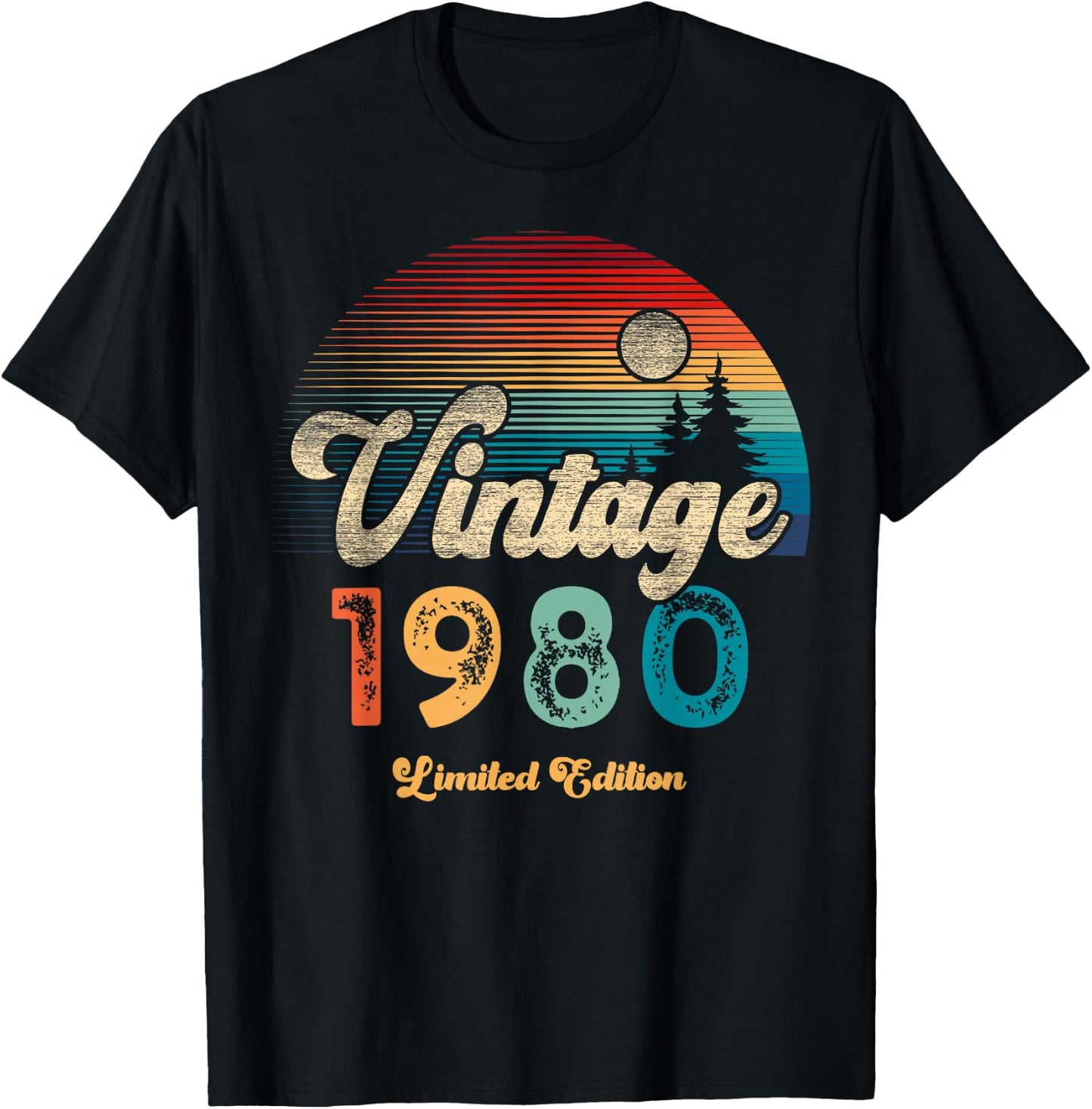 Vintage 1980 Limited Edition Sonnenuntergang 46. Geburtstag T-Shirt - T-Shirt | Black