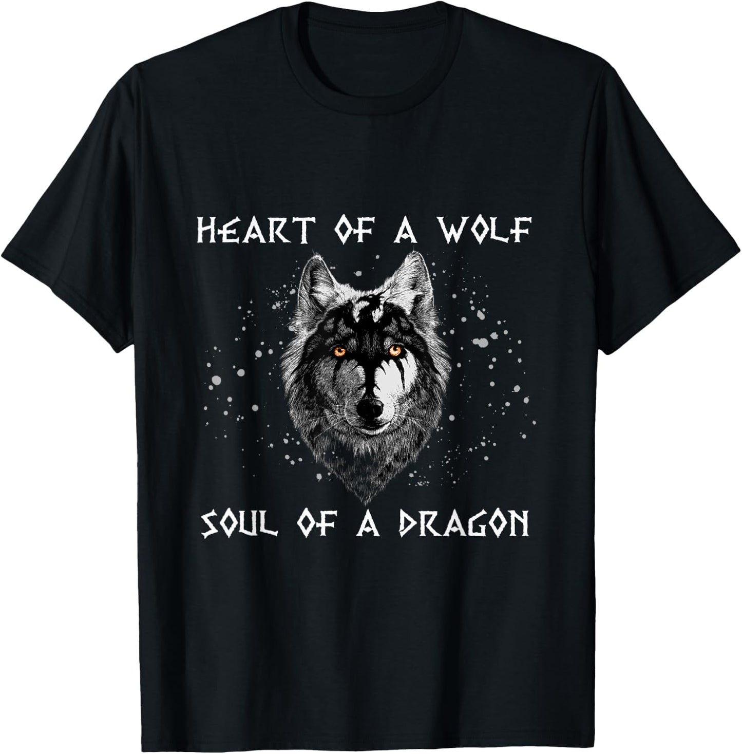 Heart Of Wolf Soul Of A Dragon Cool dragon wolf warrior T-Shirt - T-Shirt | Black