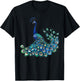 Blue Peacock Teal Feathers Bird Lover Men Women Kids T-Shirt - T-Shirt | Black