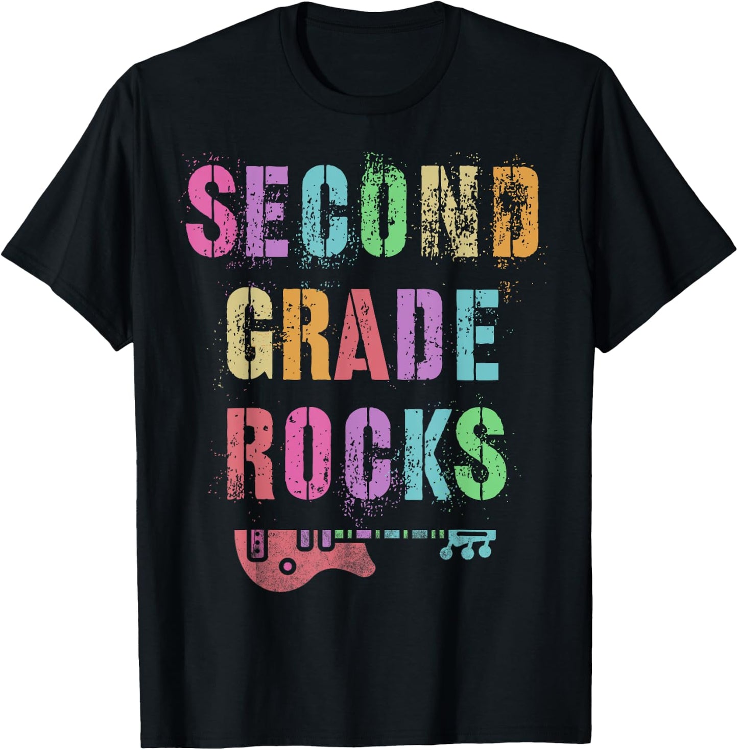 SECOND GRADE ROCKS Teacher Ready To Team 2nd Grader Rockstar T-Shirt - T-Shirt | Black