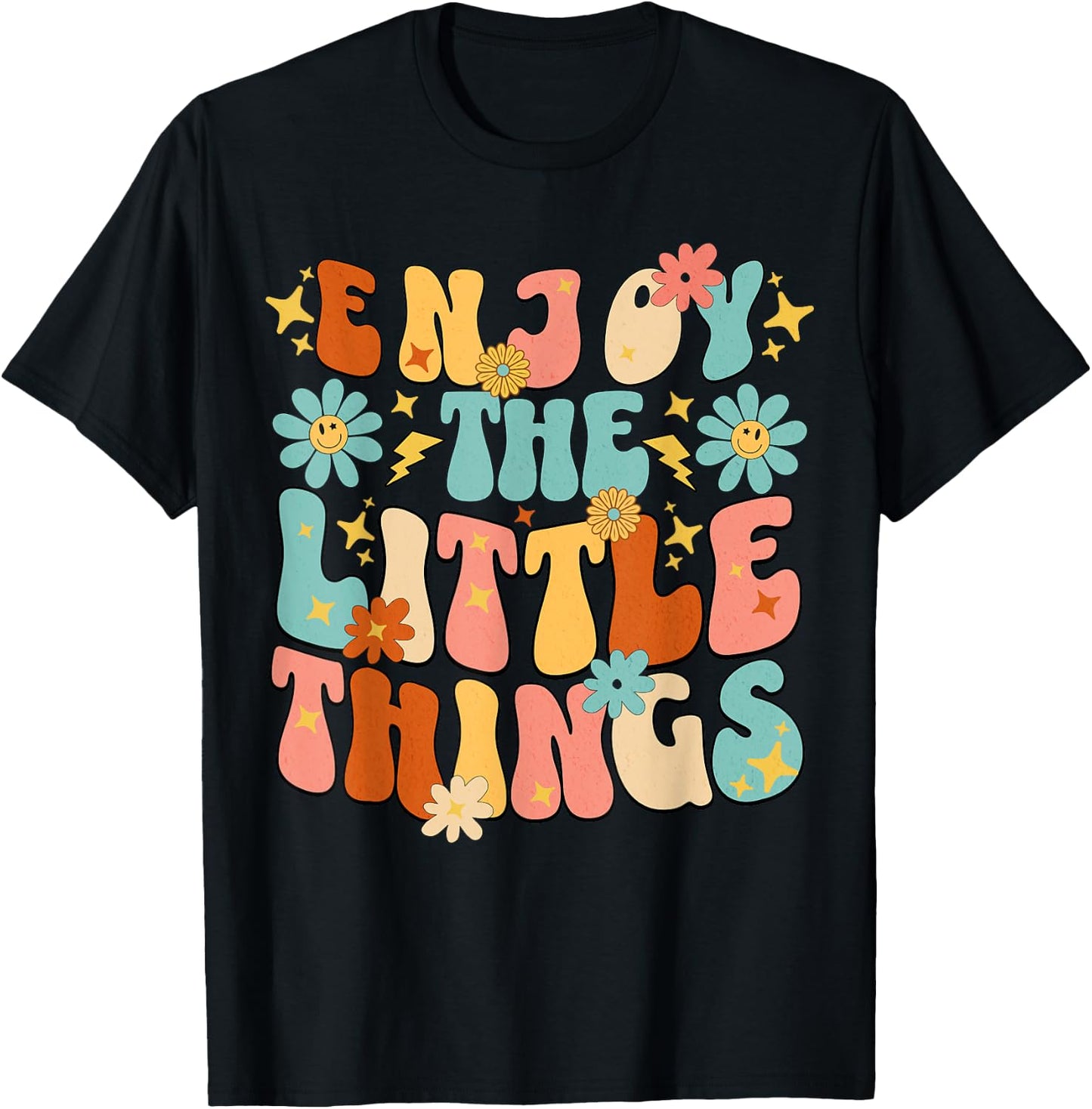 Genießen Sie The Little Things Positive Sprüche Groovy Retro Damen T-Shirt - T-Shirt | Black