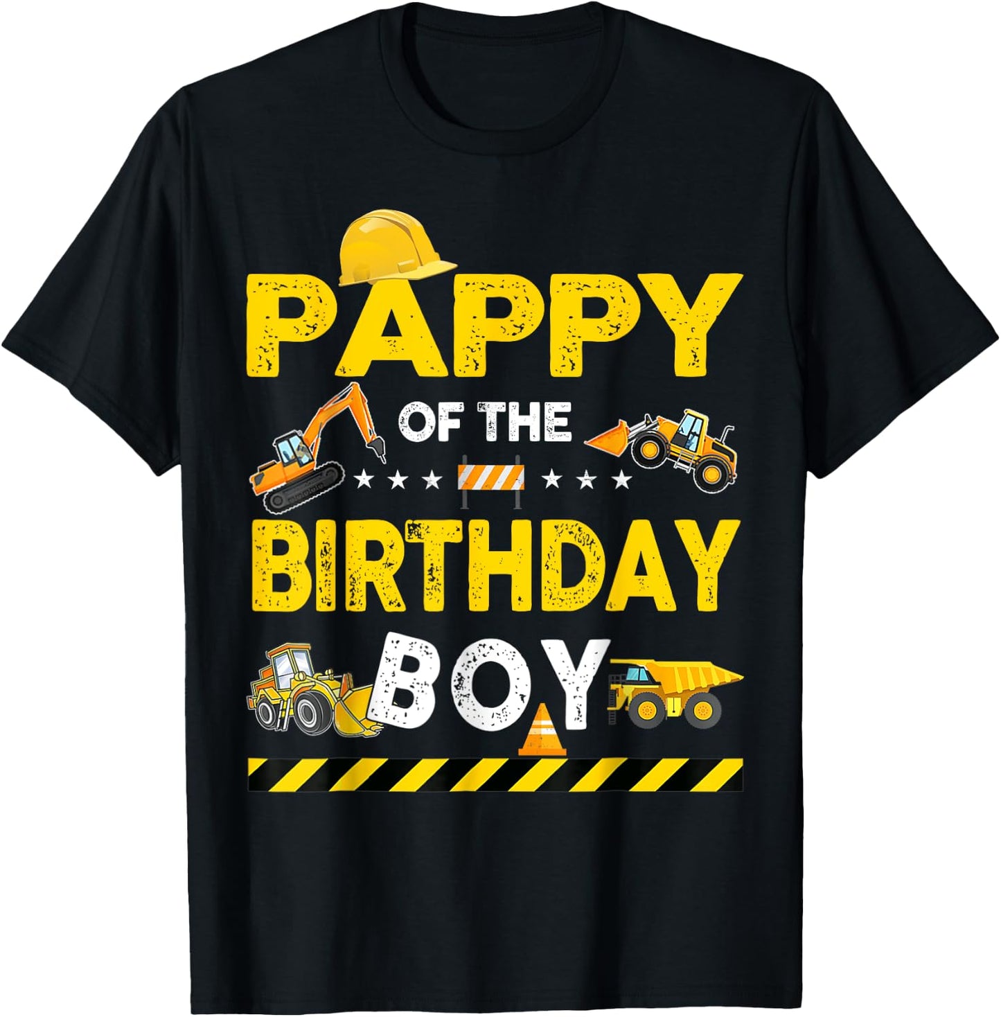 Pappy Of The Birthday Boy Construction Worker Birthday T-Shirt - T-Shirt | Black