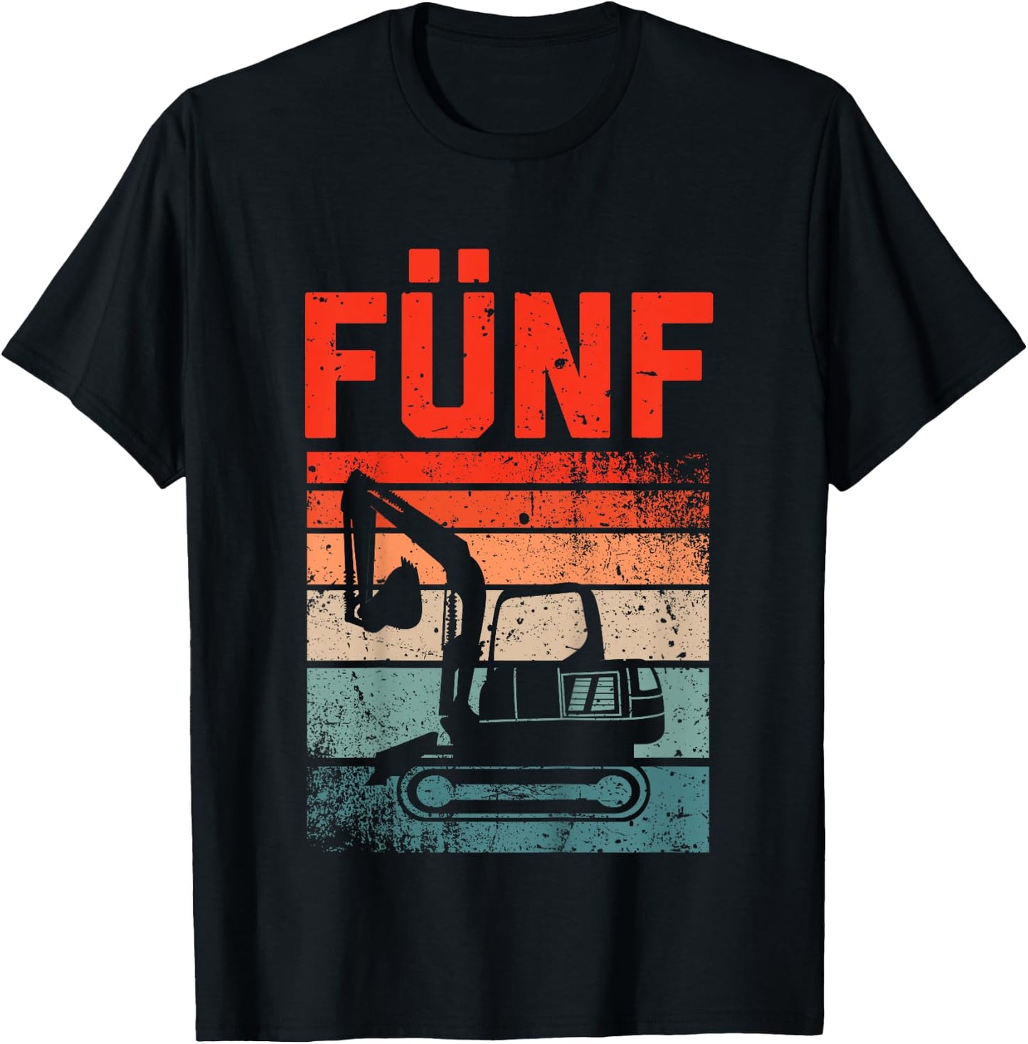 Children's Digger 5 Years | Construction Site | 5th Birthday Boy Digger , black, 80 T-Shirt - T-Shirt | Black