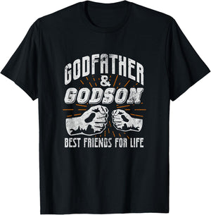 Godfather Godson Bestfriends For Life Matching Distressed T-Shirt - T-Shirt | Black