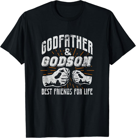 Godfather Godson Bestfriends For Life Matching Distressed T-Shirt - T-Shirt | Black