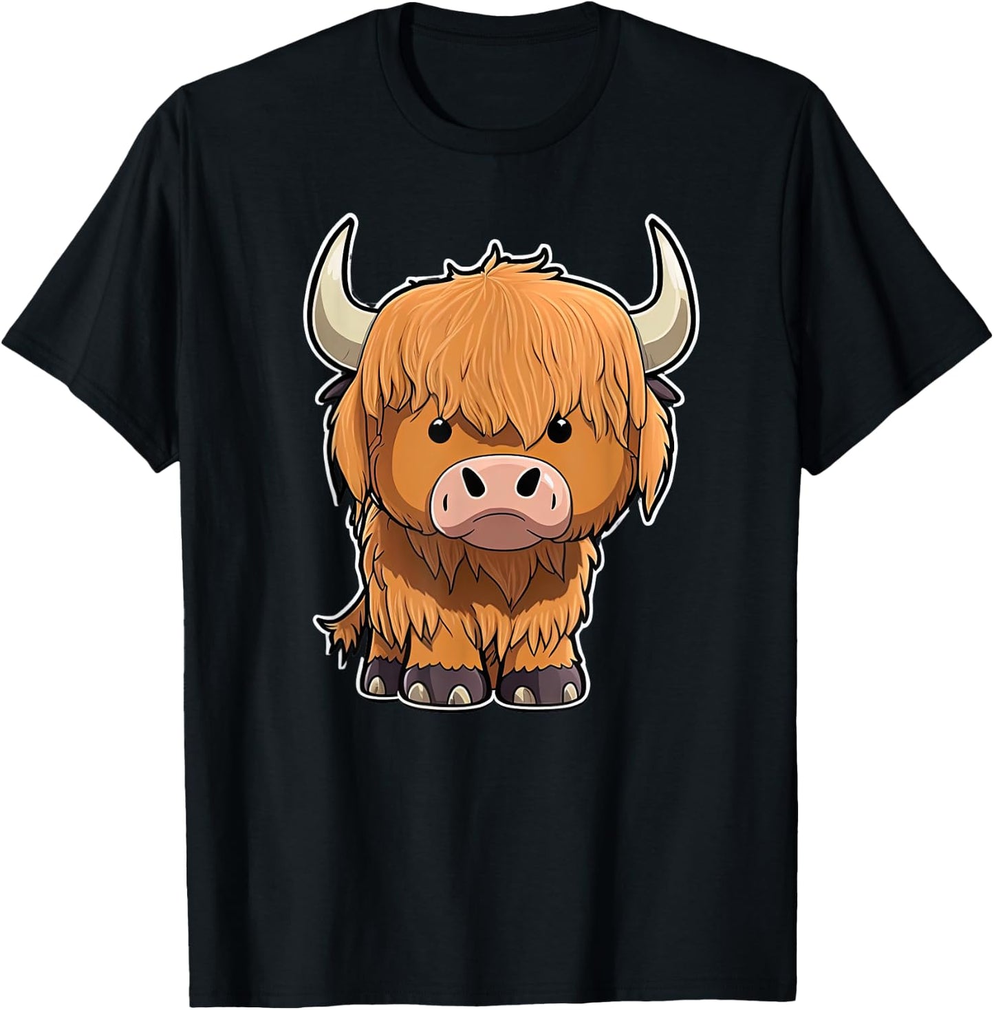 grumpy Scottish Highland Cow Cattle Hairy Cow Woman kids T-Shirt - T-Shirt | Black