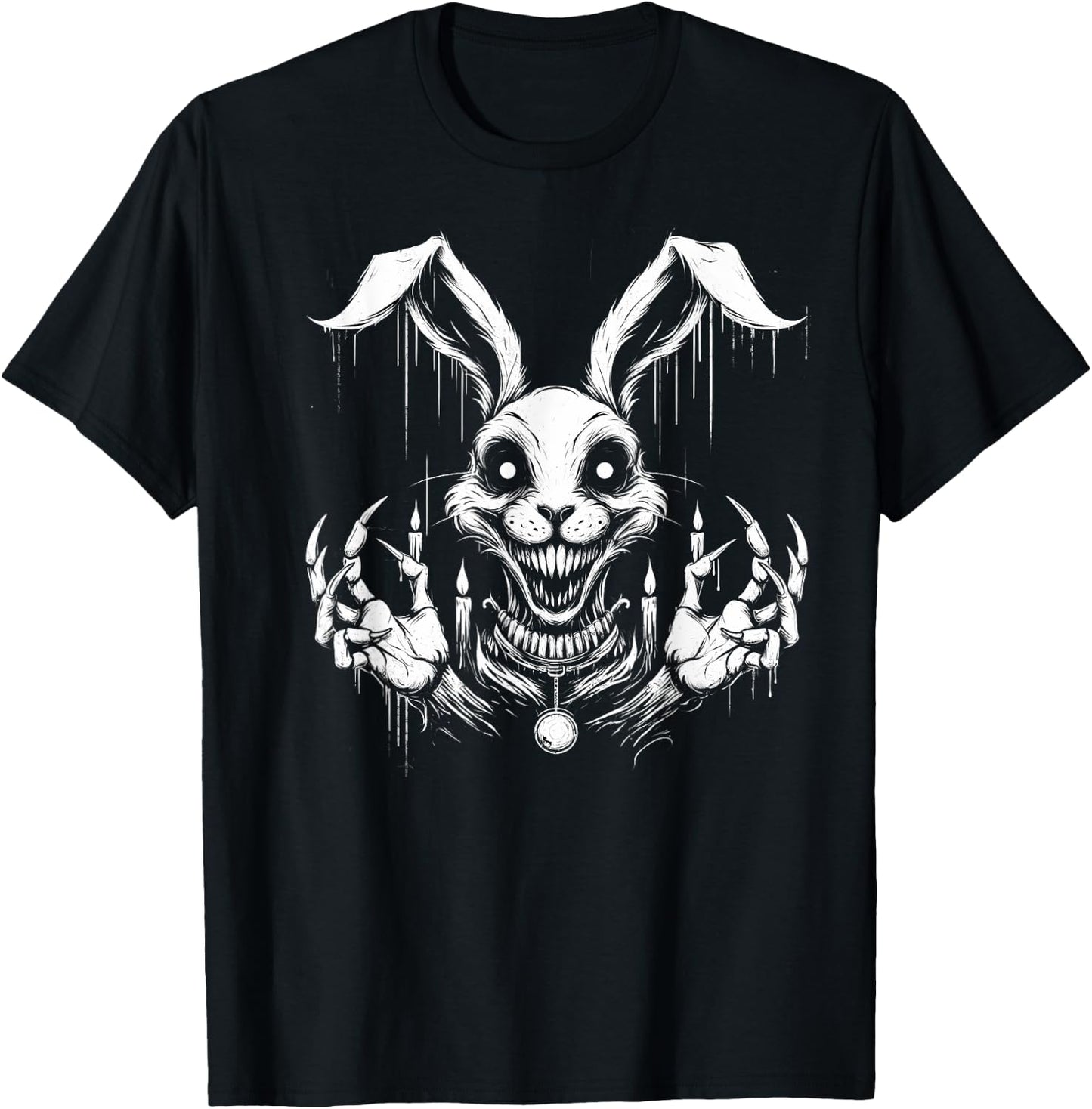 Creepy Goth Rabbit, Horror Bunny, Weirdcore Rabbit T-Shirt - T-Shirt | Black
