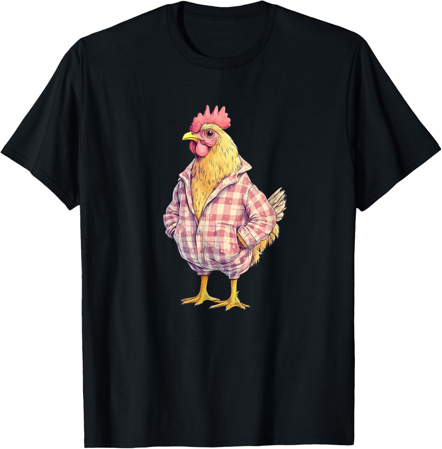 Sleepy Chicken in Funny Pajama Mode Outfit T-Shirt - T-Shirt | Black