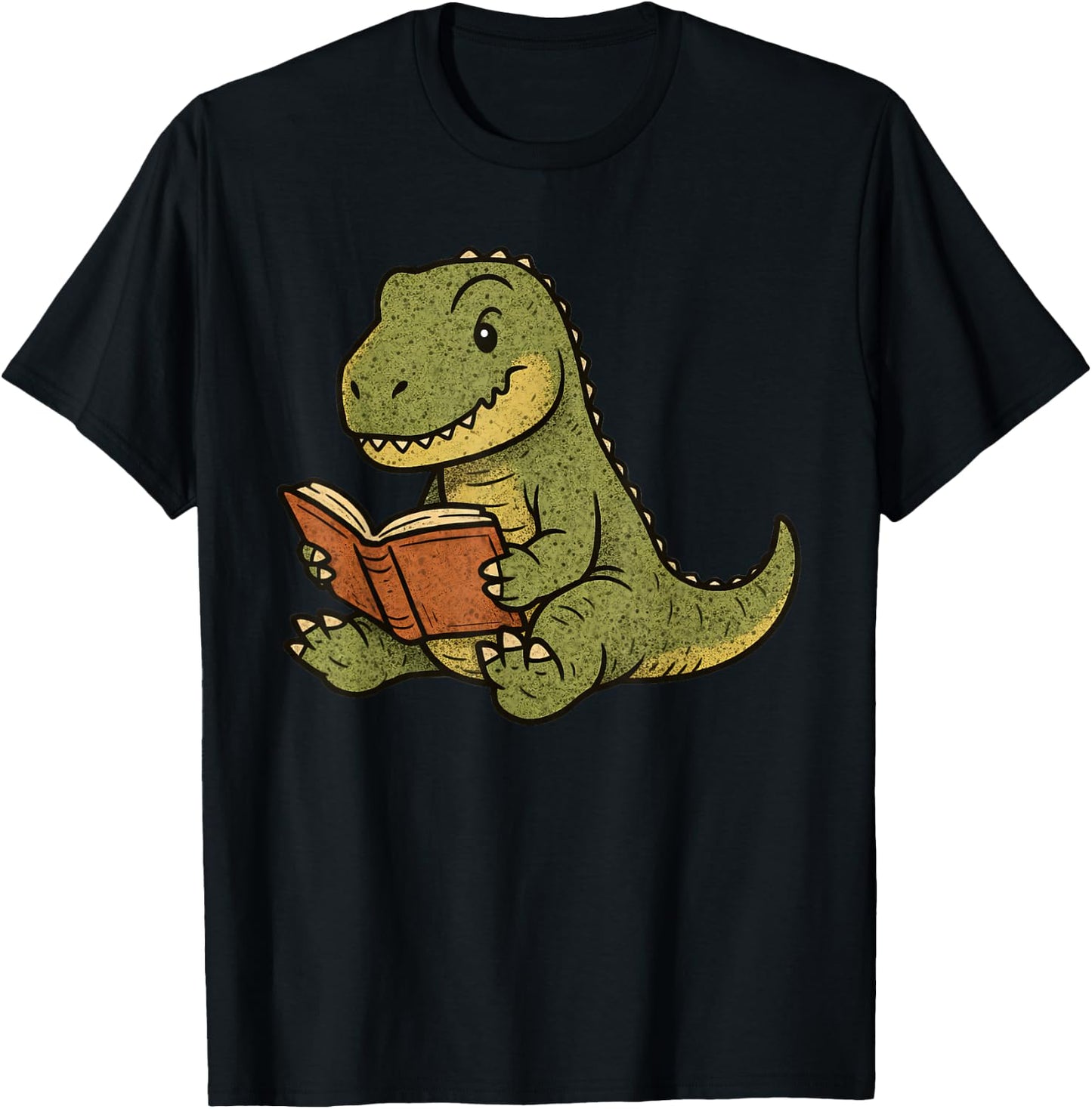 T-Rex Dinosaur Reading Book Nerd T-Shirt - T-Shirt | Black