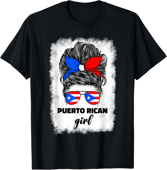 Puerto Rican Girl Cute Boricua Puerto Rico PR Flag T-Shirt - T-Shirt | Black