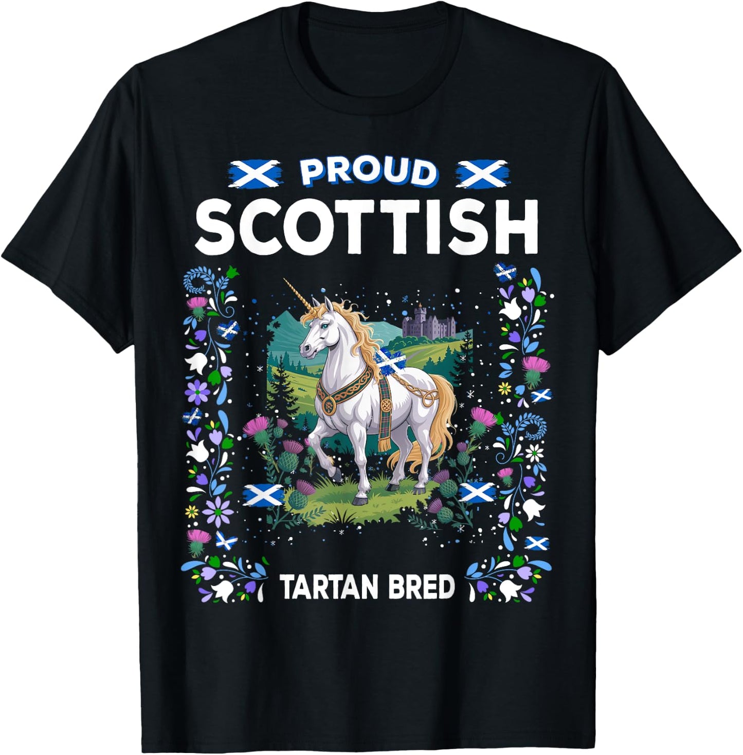 Scottish Unicorn Flag Costume Idea For Kids Scotland Unicorn T-Shirt - T-Shirt | Black