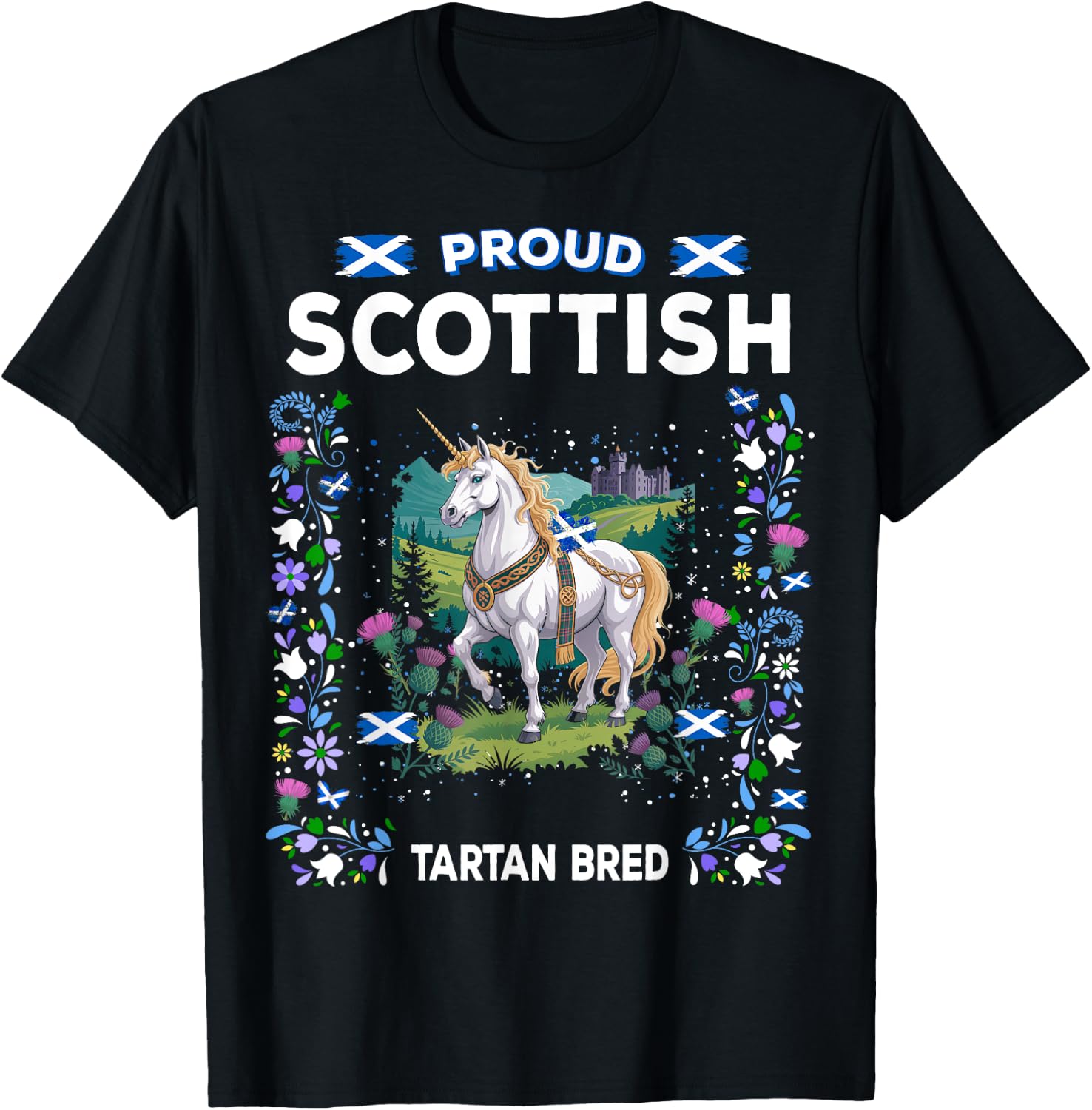 Scottish Unicorn Flag Costume Idea For Kids Scotland Unicorn T-Shirt - T-Shirt | Black