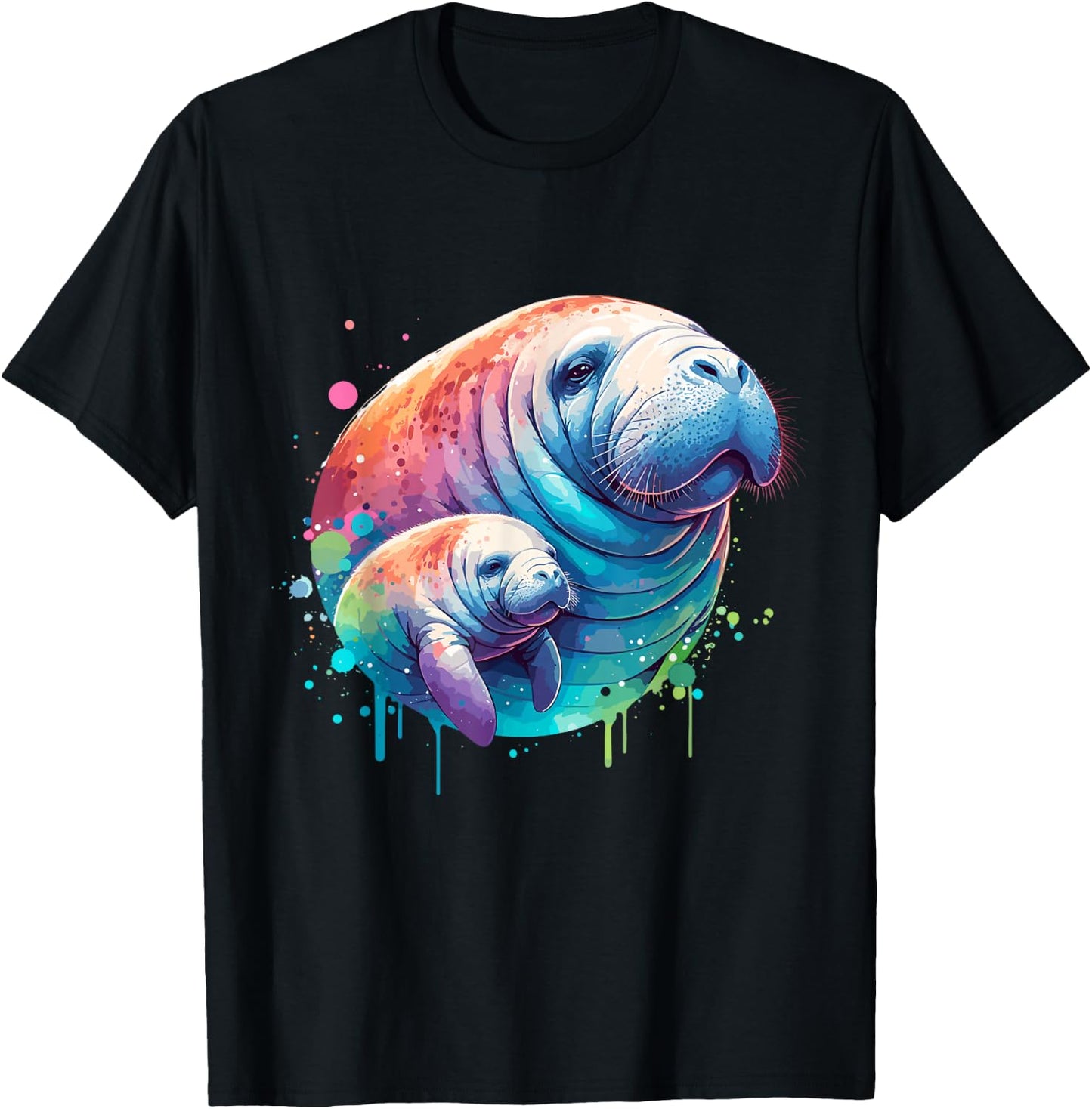 Sea Cows Manatee Mom and Baby T-Shirt - T-Shirt | Black