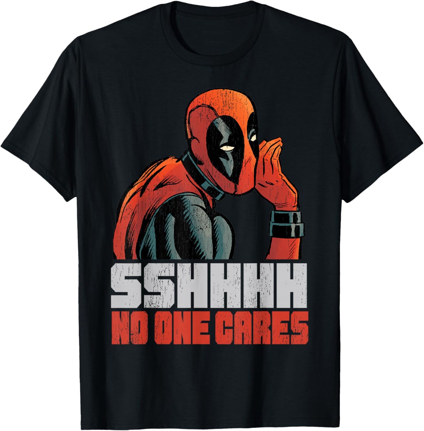 Marvel Deadpool SSHHHH No One Cares Whisper T-Shirt - T-Shirt | Black