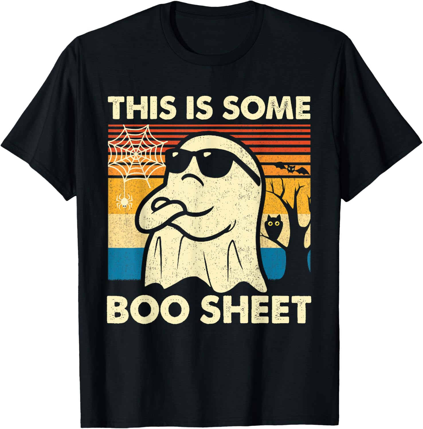 This is Some Boo Sheet Ghost Retro Funny Halloween Men Women T-Shirt - T-Shirt | Black