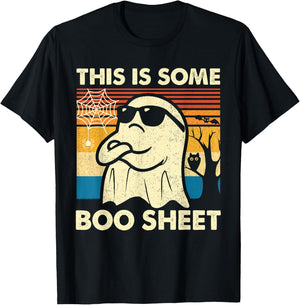 This is Some Boo Sheet Ghost Retro Funny Halloween Men Women T-Shirt - T-Shirt | Black