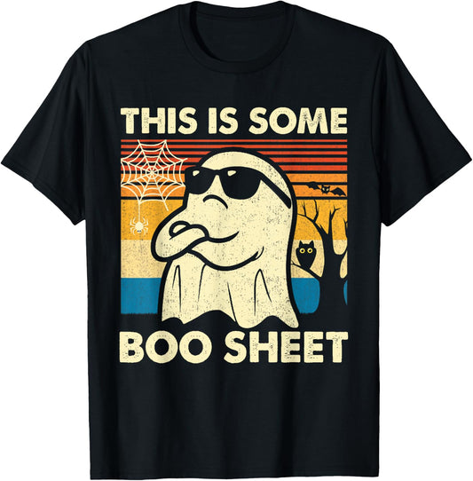 This is Some Boo Sheet Ghost Retro Funny Halloween Men Women T-Shirt - T-Shirt | Black
