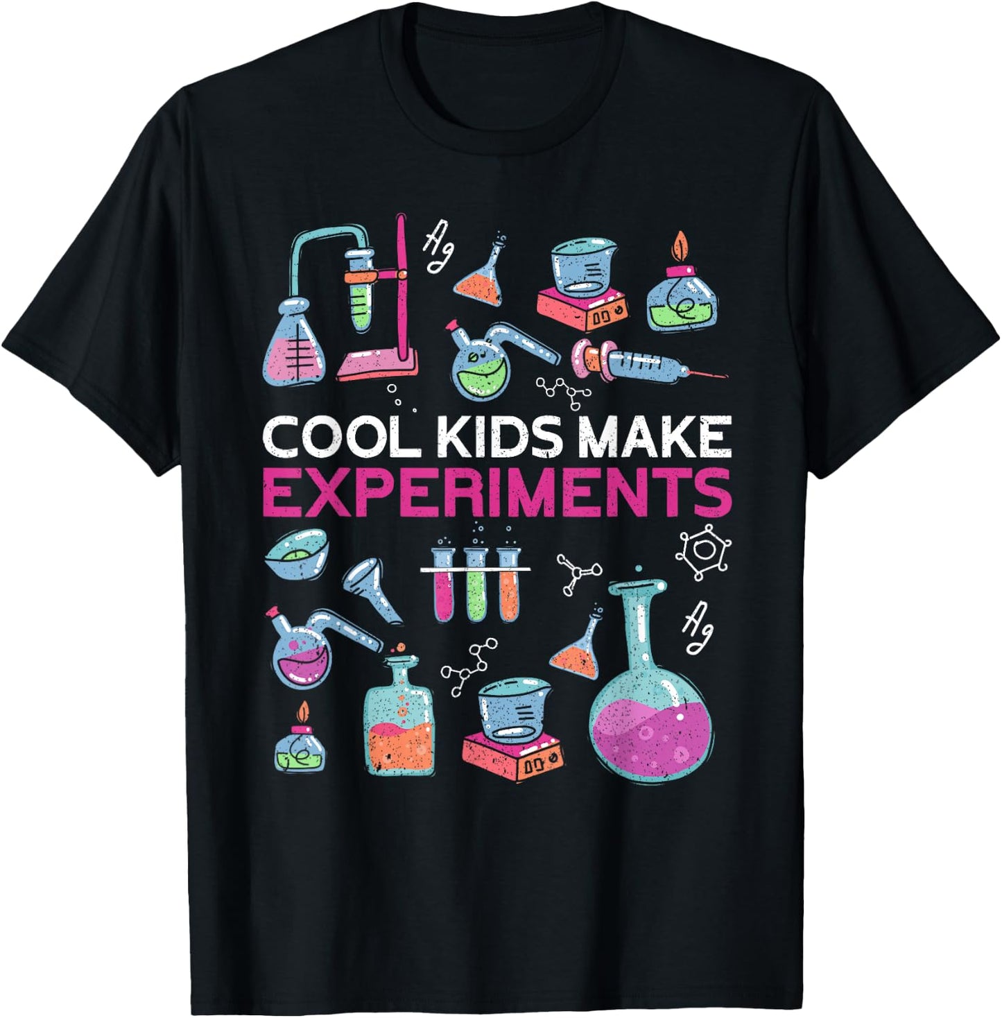 Cool Kids Make Experiments | Children's Funny Chemist , black T-Shirt - T-Shirt | Black